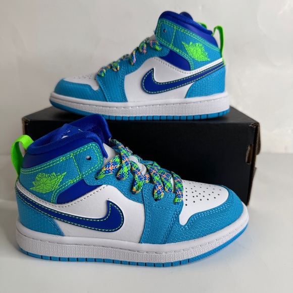 Nike Air Jordan 1 Mid SE PS 10.5C Sprite Powder Racer Blue Green DA8011-400 - Picture 1 of 8